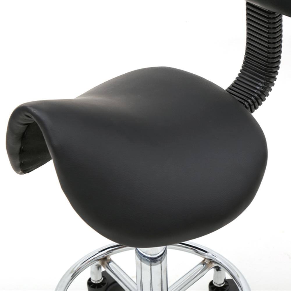 None Black PU Leather Seat Swivel Saddle Stool Adjustable Salon Chair with Backrest