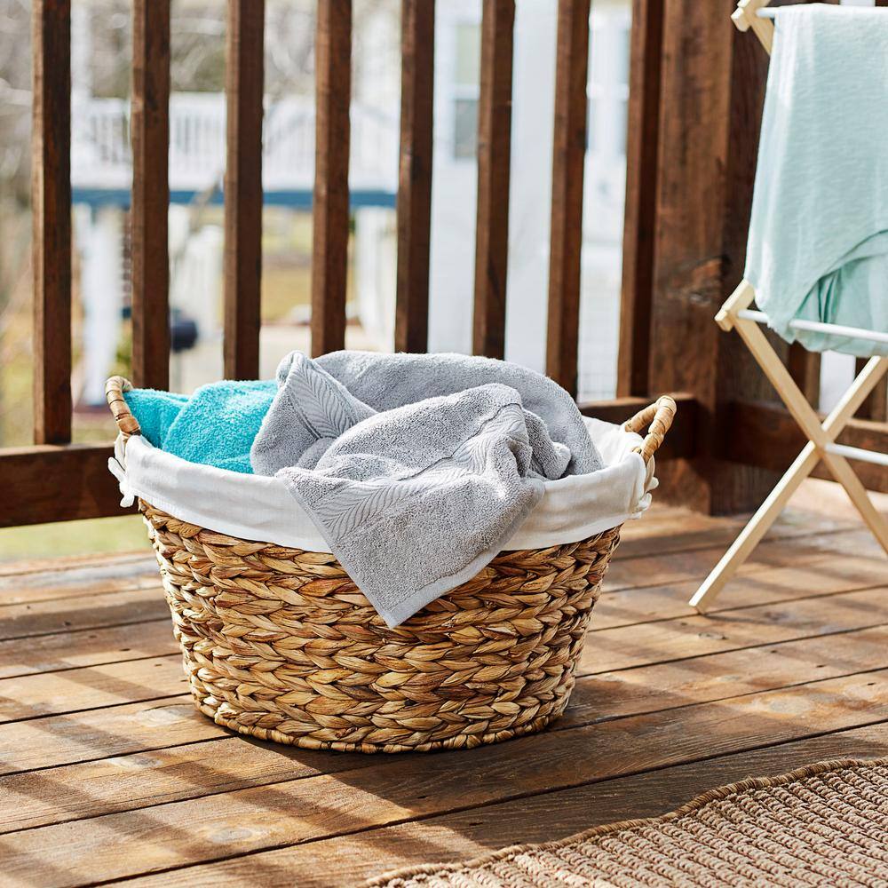 HOUSEHOLD ESSENTIALS Round Banana Leaf Natural Laundry Basket