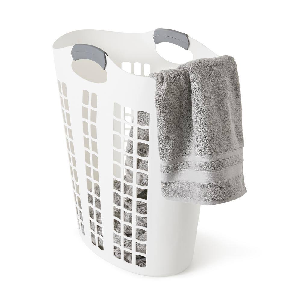 GRACIOUS LIVING White Easy Carry Flex 87 L Plastic Laundry Hamper (2-Pack)