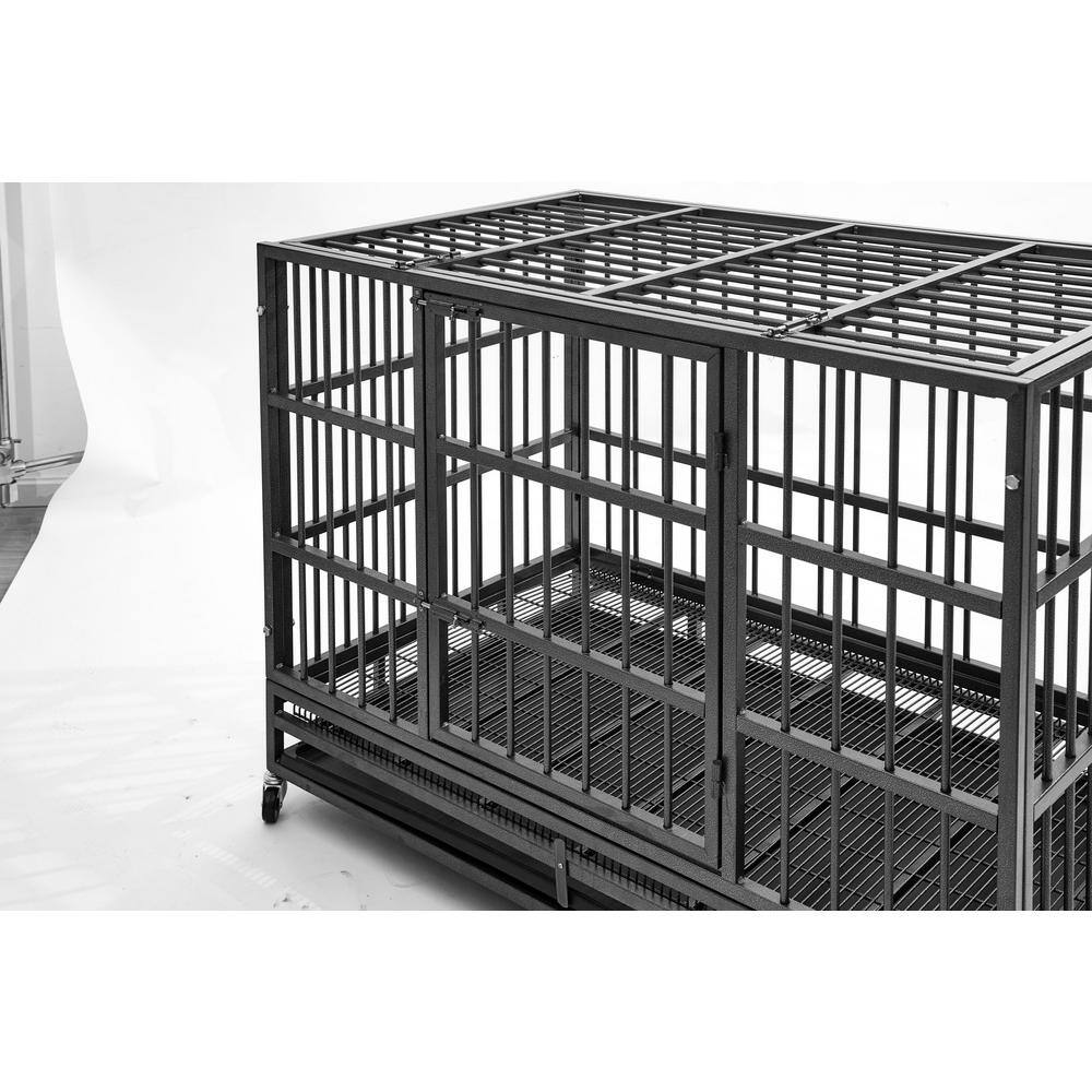 None 29.53 in. D x 47.25 in. W x 32.68 in. H Black Metal Heavy-Duty Dog Cage