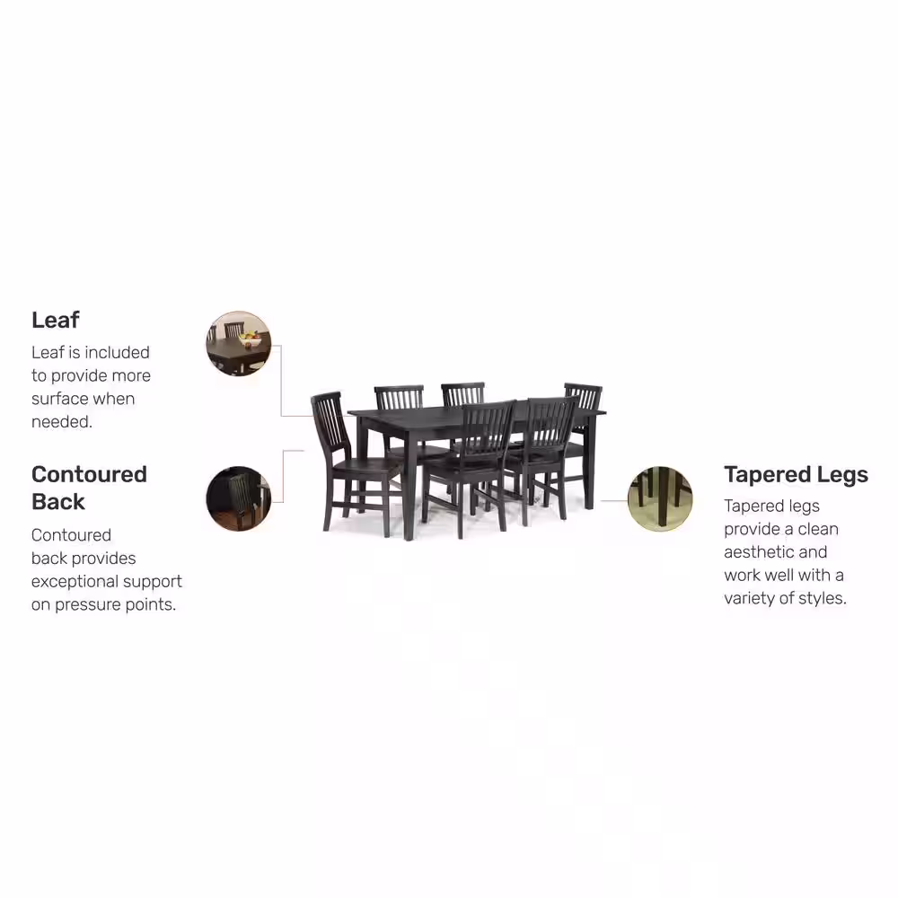 HOMESTYLES Arts and Crafts 7-Piece Black Rectangular Dining Set