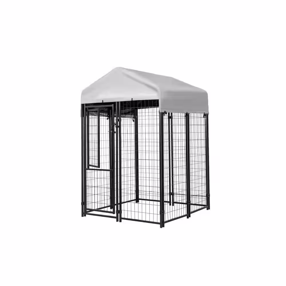 KennelMaster 4 ft. x 4 ft. x 6 ft. Welded Wire Dog Fence Kennel Kit
