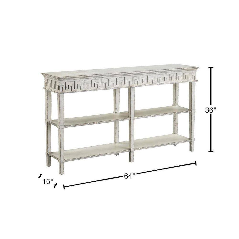 None 64 in. Athens White Rub Standard Rectangle Wood Console Table