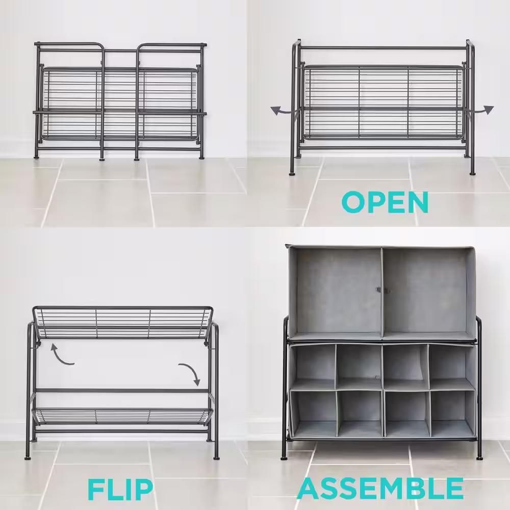 Flipshelf 26.75 in. W Black 2 Shelf Freestanding Wire Closet System