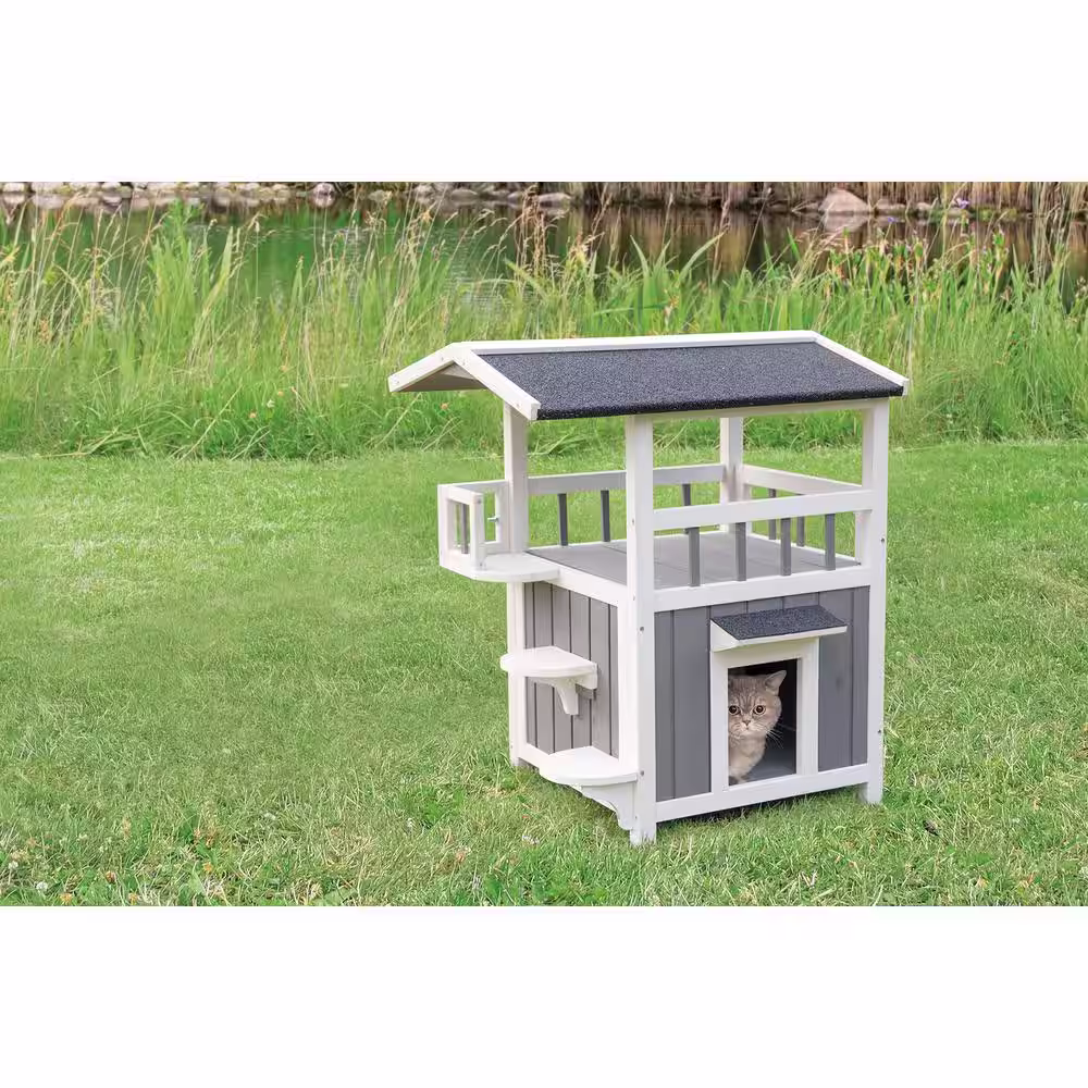 TRIXIE 25 in. x 21.5 in. x 29.75 in. Pet Home with Shade in Gray/White