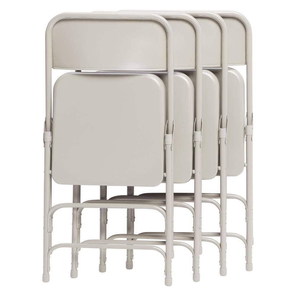 National Public Seating Grey Metal Stackable Folding Chair (Set of 4)