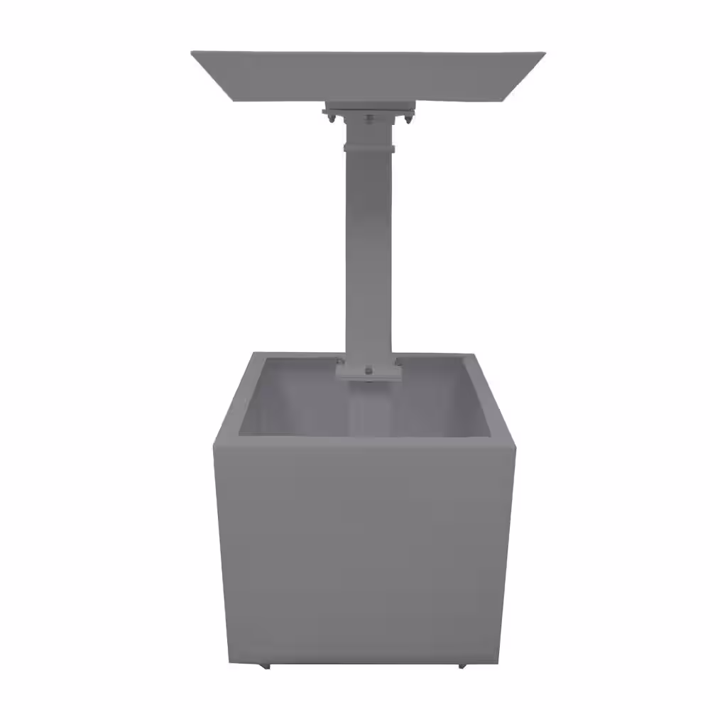 Oakland Living Modern 35 in. Grey Square Cast Aluminum Metal Bird Bath and Planter Vase Combo