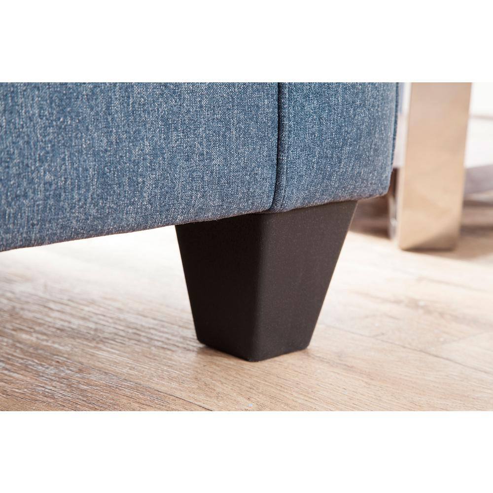 American Furniture Classics Indigo Series 82 in. Wide Rolled Arm Fabric Straight Sofa with 2 Accent Pillows in Indigo Blue