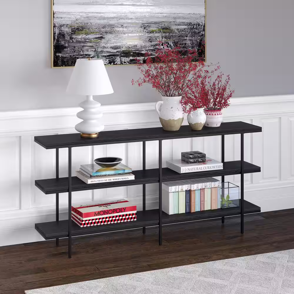 Meyer&Cross Harper 64 in. Black Grain Rectangle Console Table