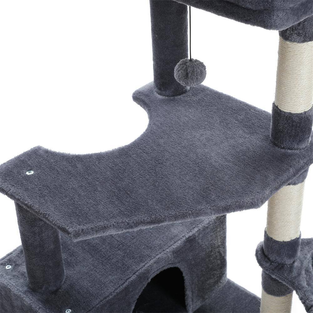 None Scratching Posts and Trees, Cat Tree, Cat House in Smoke Gray