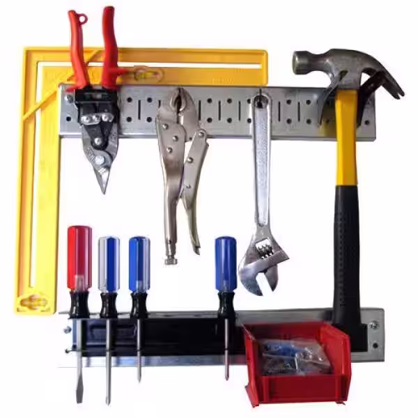 Wall Control 2.5 in. H x 96 in. W Wide Metal Pegboard Set Strip Garage Rail Tool Organizer Set