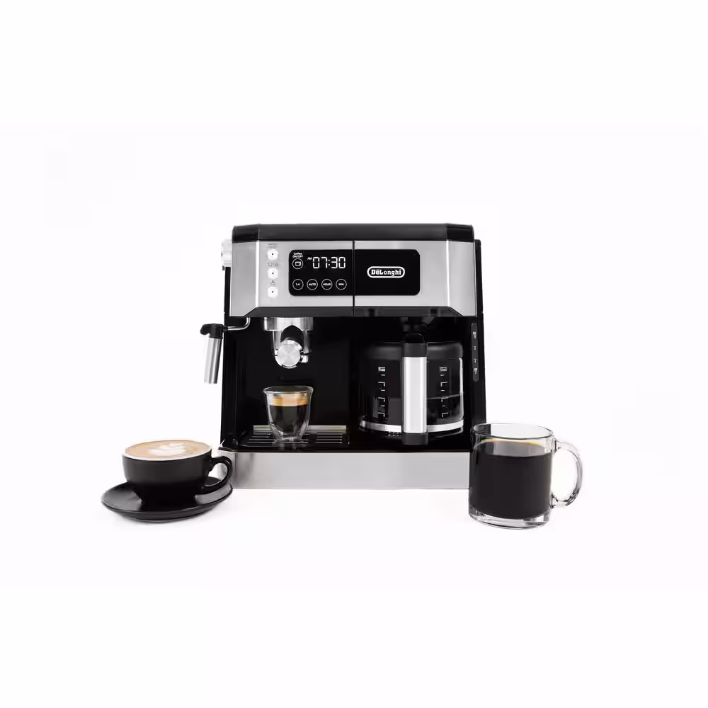DeLonghi 10-Cup Black and SS Combination Coffee and Espresso Machine