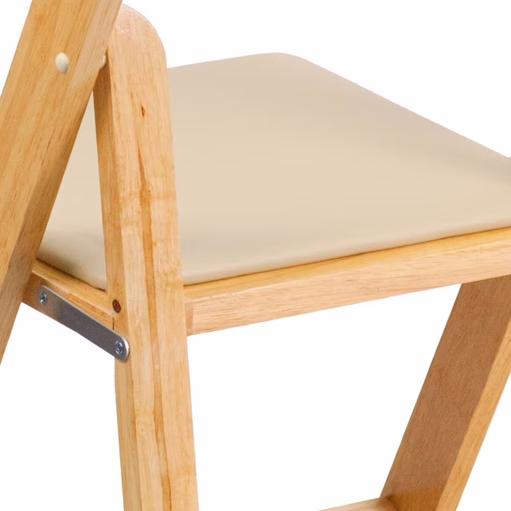 Flash Furniture Hercules Series Natural Wood Folding Chair with Vinyl Padded Seat