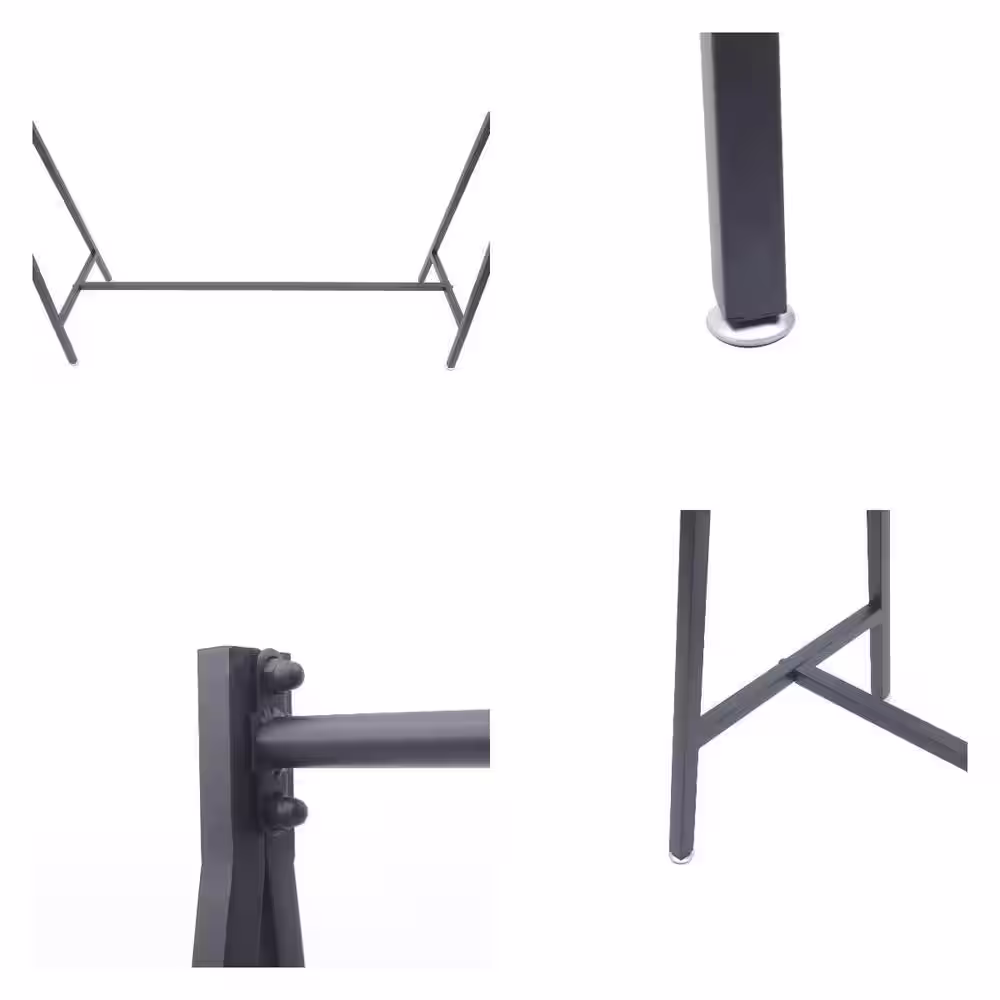 None Black Metal Clothes Rack Freestanding Garment Display Stand 47 in. W x 55 in. H