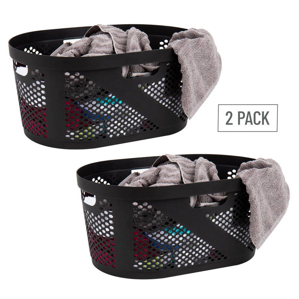 Mind Reader Basket Collection, Laundry Basket, 40 Liter (10kg/22lbs) Capacity, Cut Out Handles, Set of 2, Black
