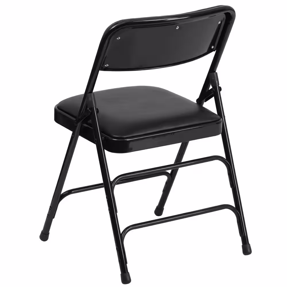 Flash Furniture Hercules Series Curved Triple Braced & Double Hinged Black Vinyl Upholstered Metal Folding Chair