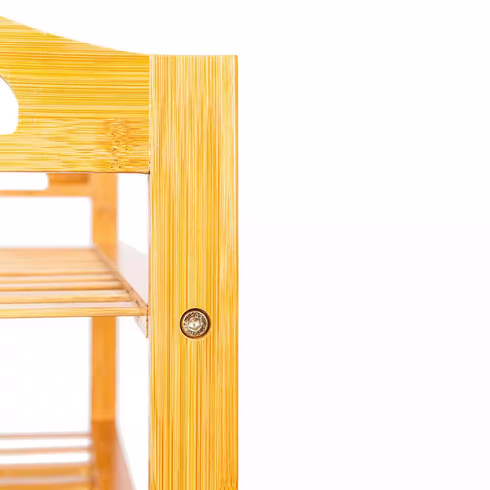 None 26.77 in. L x 9.84 in. W x 28.74 in. H 16-Pairs 4-Tier Brown Bamboo Shoe Rack