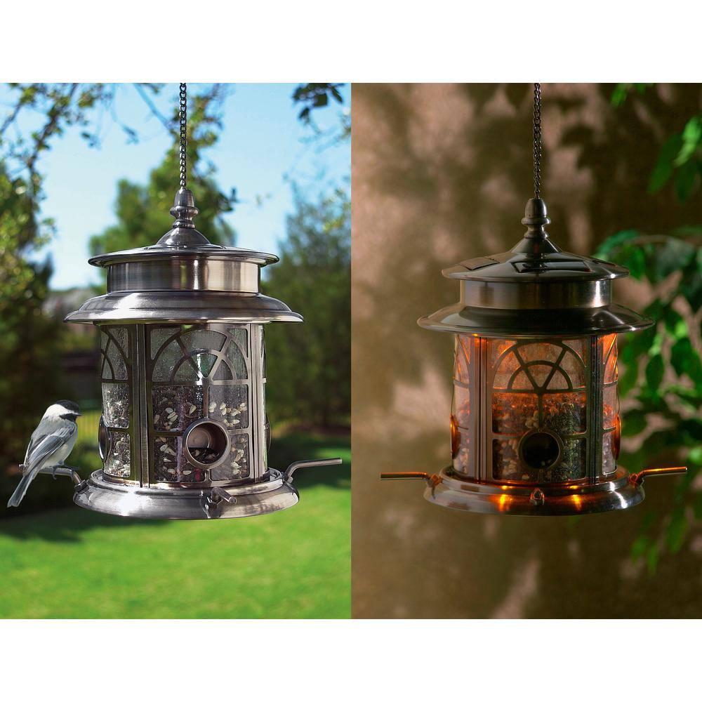 SunRay Arch Inlay Copper Solar Bird Seed Feeder