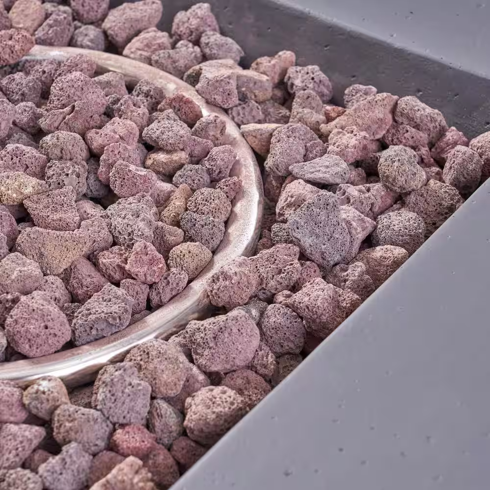 Noble House Zachary 31 in. x 24.5 in. Square Concrete Propane Fire Pit in Dark Gray