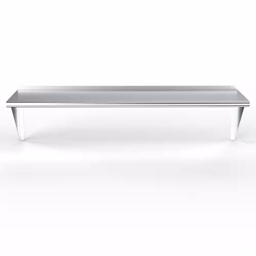 None 18 in. x 60 in. Stainless Steel Wall Shelf Kitchen, Restaurant, Garage, Laundry, Utility Room Metal Shelf with Brackets