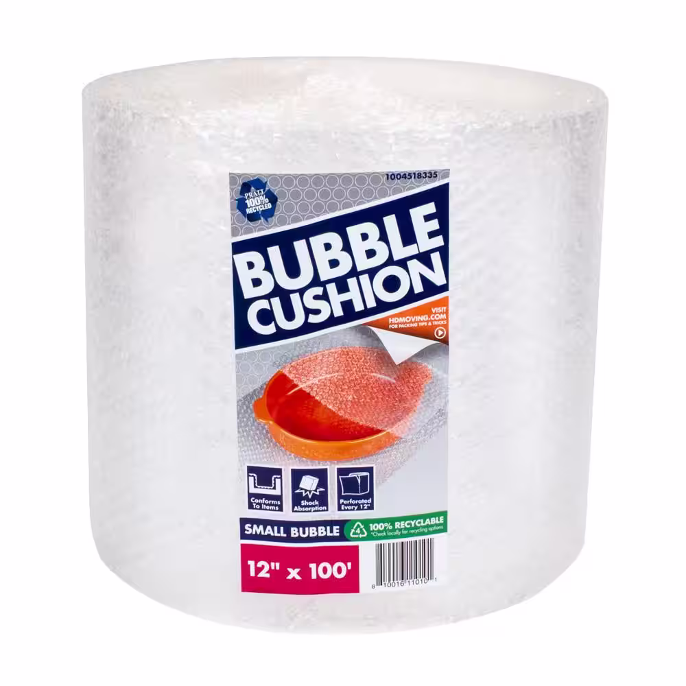 Pratt Retail Specialties 3/16 in. x 12 in. x 100 ft. Bubble Plus 24 in x 24 in Packing Paper (200-Sheets) Combo