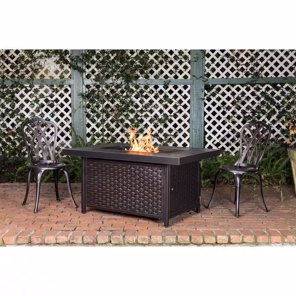 Fire Sense Baker 48 in. x 24 in. Rectangle Aluminum Propane Fire Pit Table in Antique Bronze