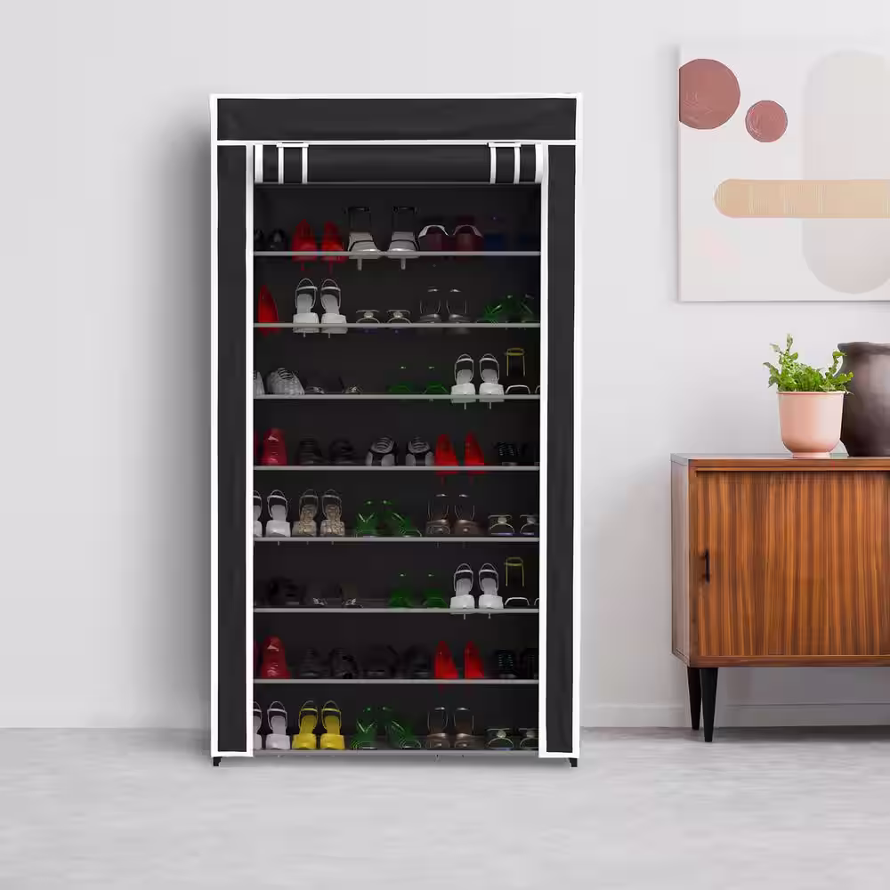 Lavish Home 62 H 36-Pair 9-Tier Black Metal Shoe Rack