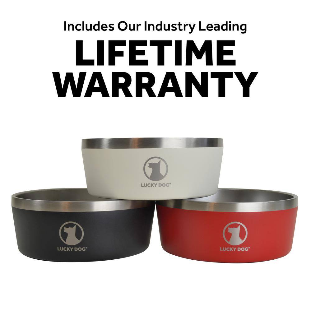 Lucky Dog INDULGE 64 oz. 8 Cup Double Wall Stainless Steel Dog Bowl To Non Slip To Lifetime Warranty in Black