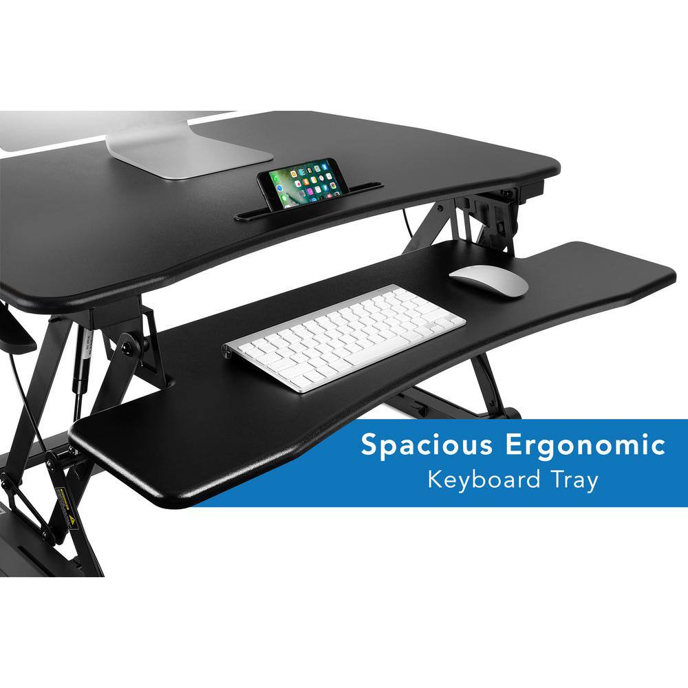 MOUNT-IT! 35.5 in. Black Standing Desk Converter Height Adjustable Large Surface Area