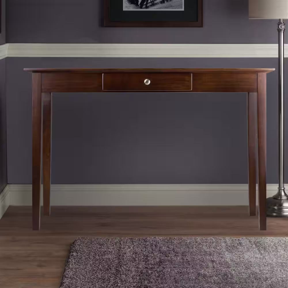Winsome Wood Rochester 44 in. Walnut Rectangle Wood Console Table with Drawers