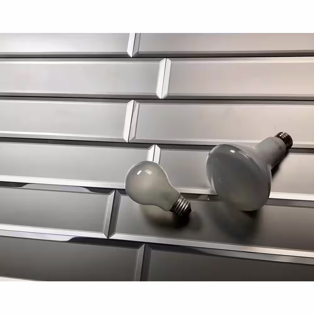 ABOLOS Frosted Elegance Matte Gray Beveled Subway 3 in. x 12 in. Glass Decorative Wall Tile (14 sq. ft./Case)