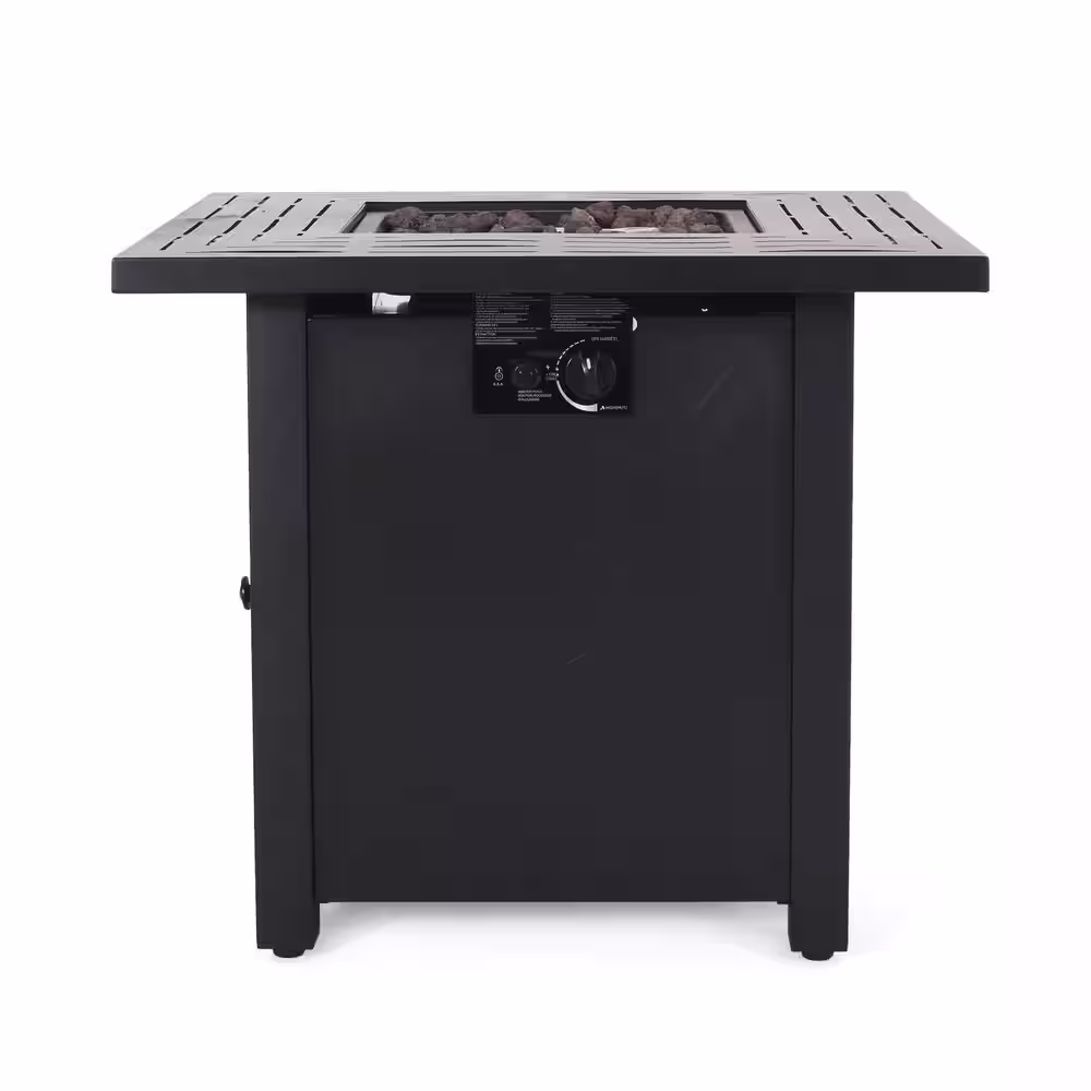 Noble House Haraldson Black Square Metal Fire Pit
