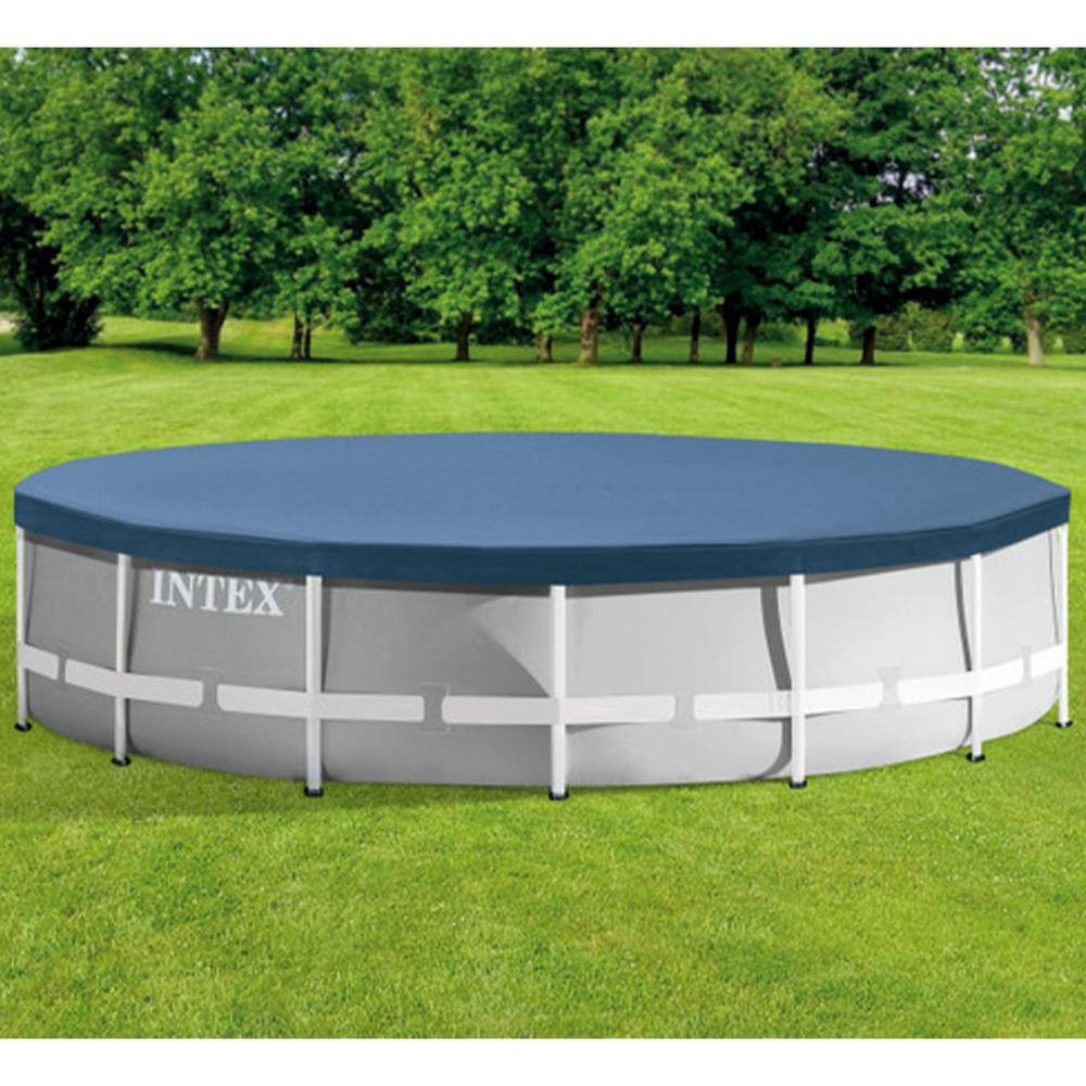 INTEX 15 ft. x 48 in. Round Metal Frame Above Ground Swimming Pool Set and 15 ft. Pool Cover