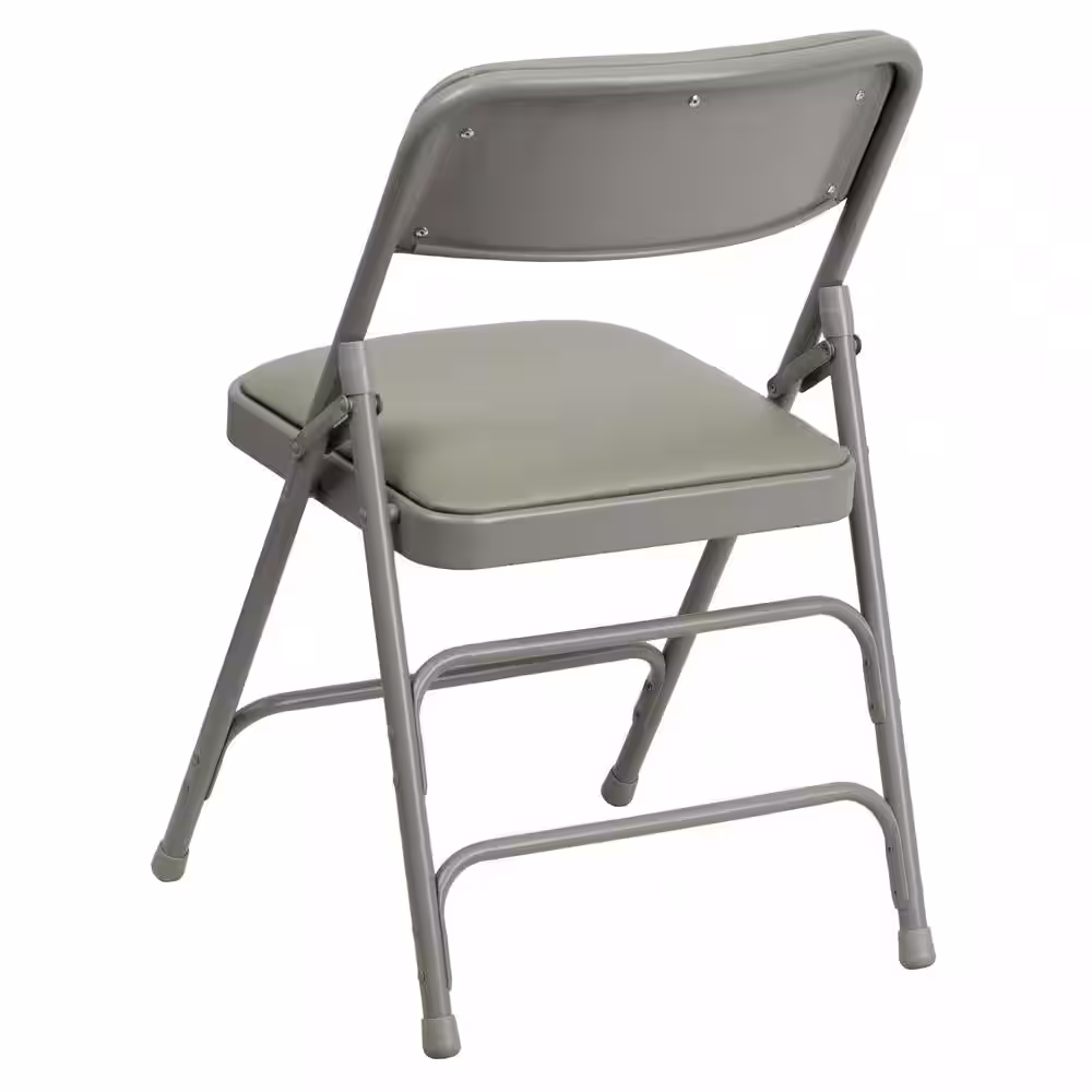 Flash Furniture Hercules Series Curved Triple Braced & Double Hinged Gray Vinyl Upholstered Metal Folding Chair