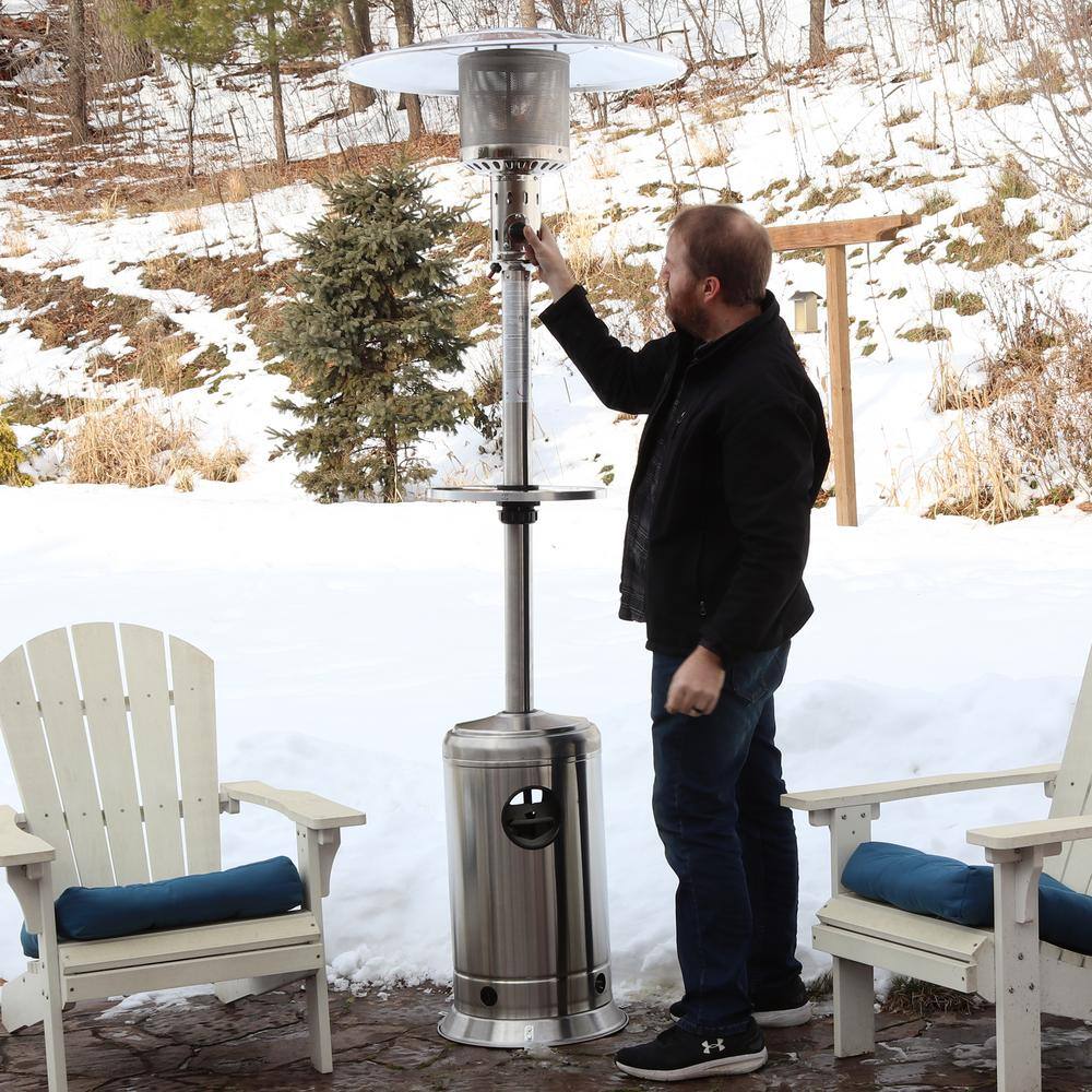 Sunnydaze Decor Sunnydaze 47000 BTU Residential Stainless Steel Patio Heater with Drink Shelf and Cover