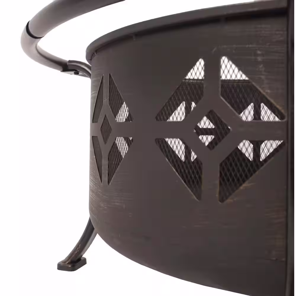 Pleasant Hearth Sunderland Deep Bowl 36 in. x 23 in. Square Steel Wood Fire Pit in Bronze