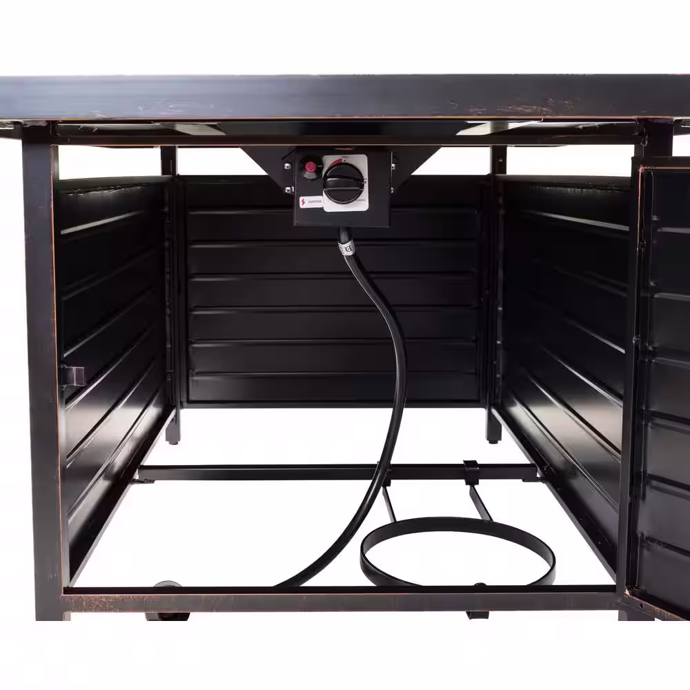 Fire Sense Sawyer 48 in. x 24 in. Rectangle Aluminum Propane Fire Pit Table in Antique Bronze