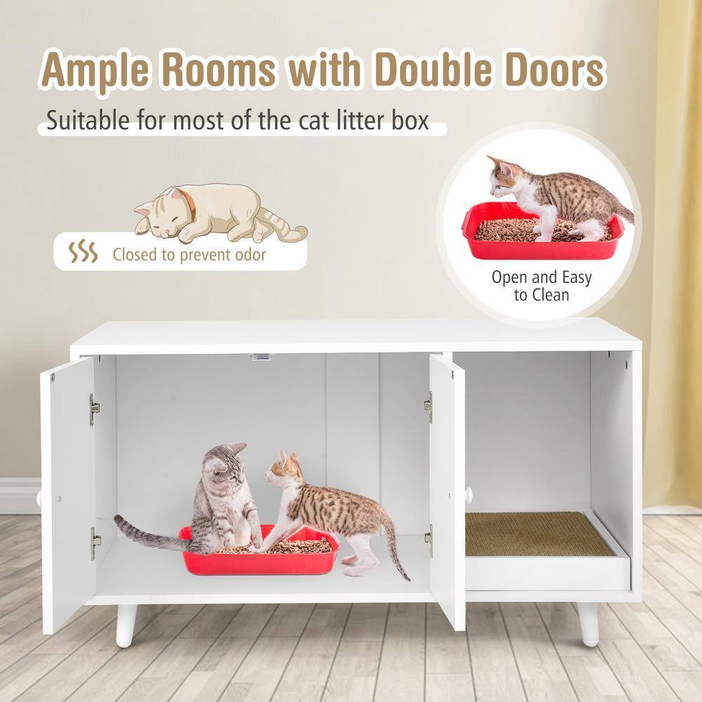 None 35 1/2 in. x 20 in. MDF Cat Litter Box Enclosure in White