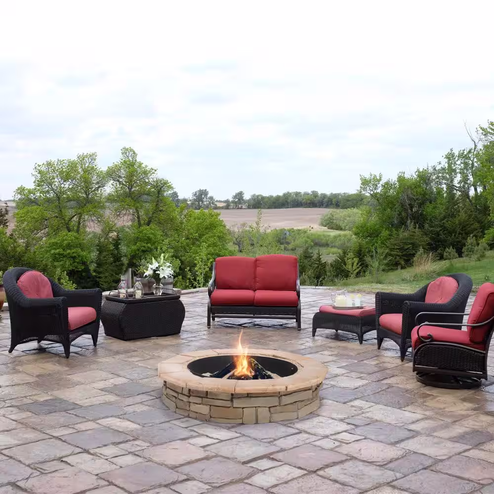 Natural Concrete Products Co 44 in. Random Stone Brown Round Fire Pit Kit