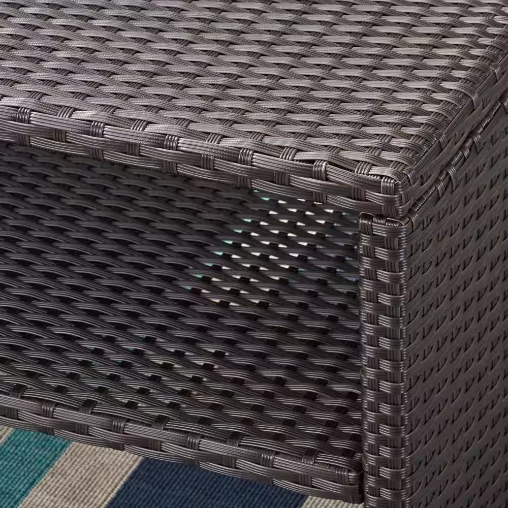 Noble House Sanger Dark Brown 5-Piece Faux Rattan Patio Conversation Set with Beige Cushions