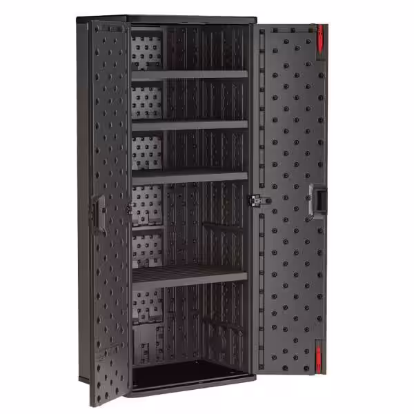 Suncast Commercial 30 in. W x 72 in. H x 20 in. D Plastic Freestanding Garage Cabinet in Slate