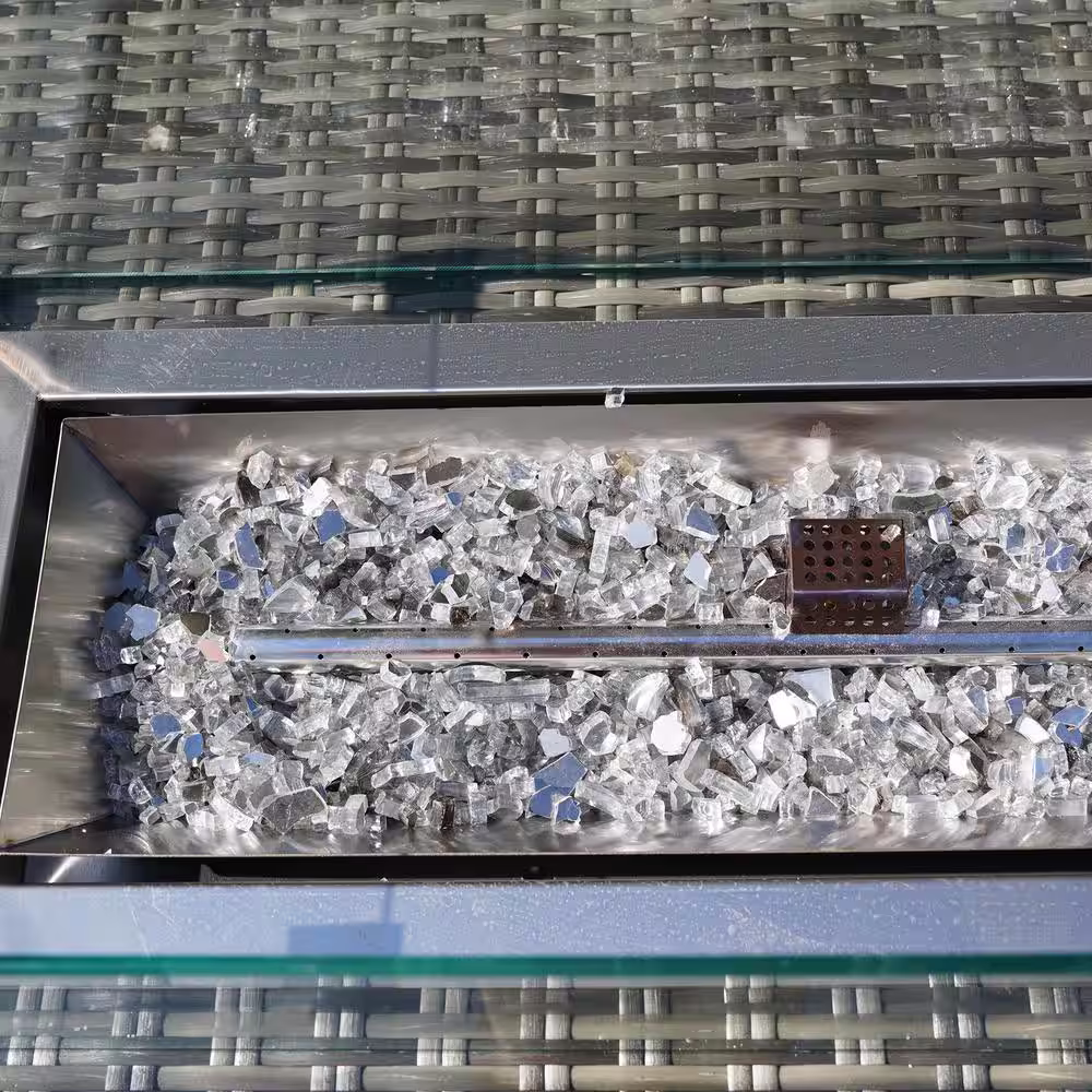 None Ada Gray 1-Piece Wicker Patio Fire Pit Table