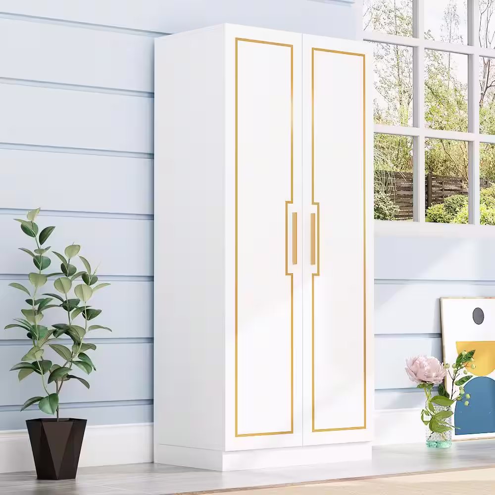 None White Storage Cabinet with 6-Shelves 31.4 in. L x 18.8 in. W x 70 in. H