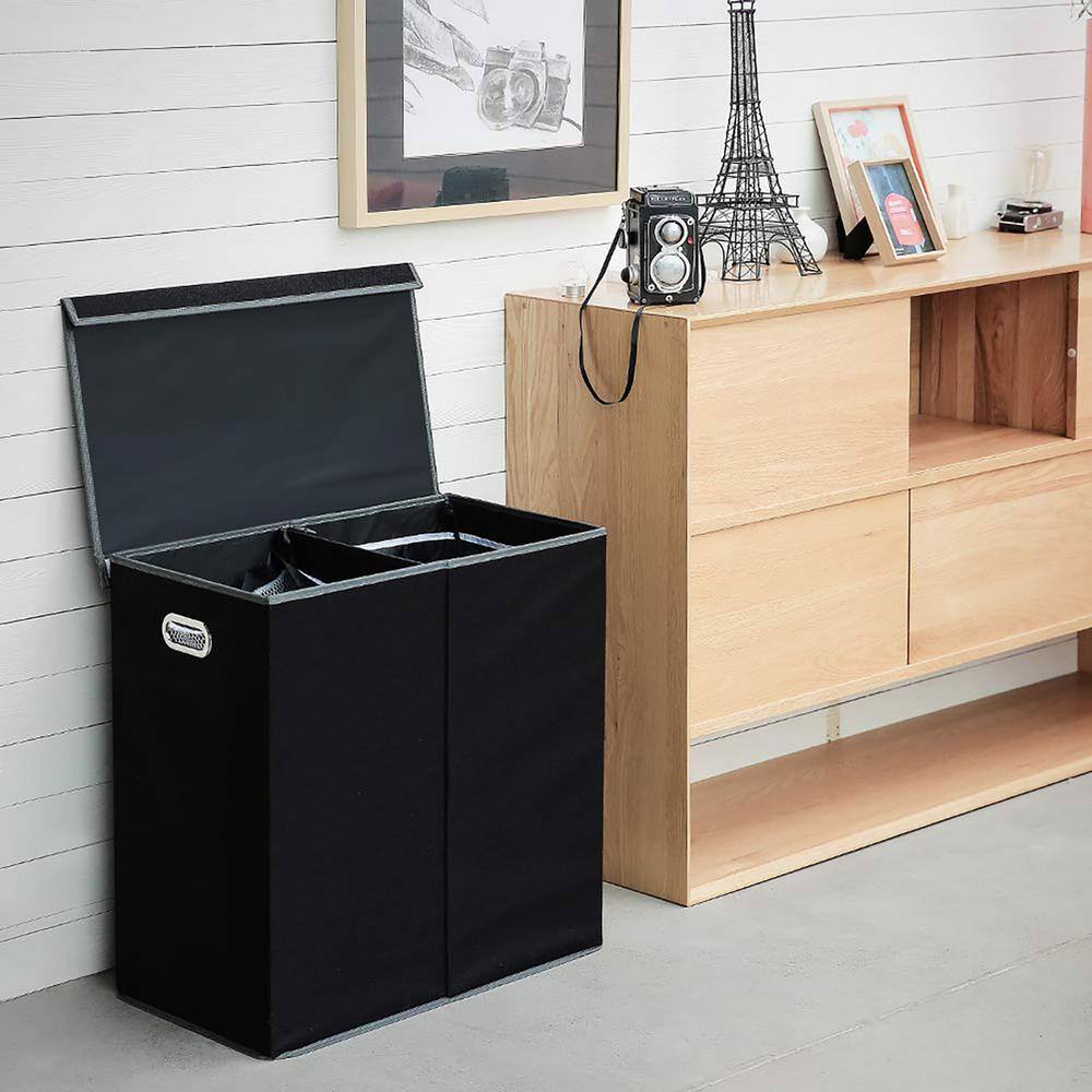 None 150L Fabric Laundry Basket Hamper with Removable Liner Bags Black