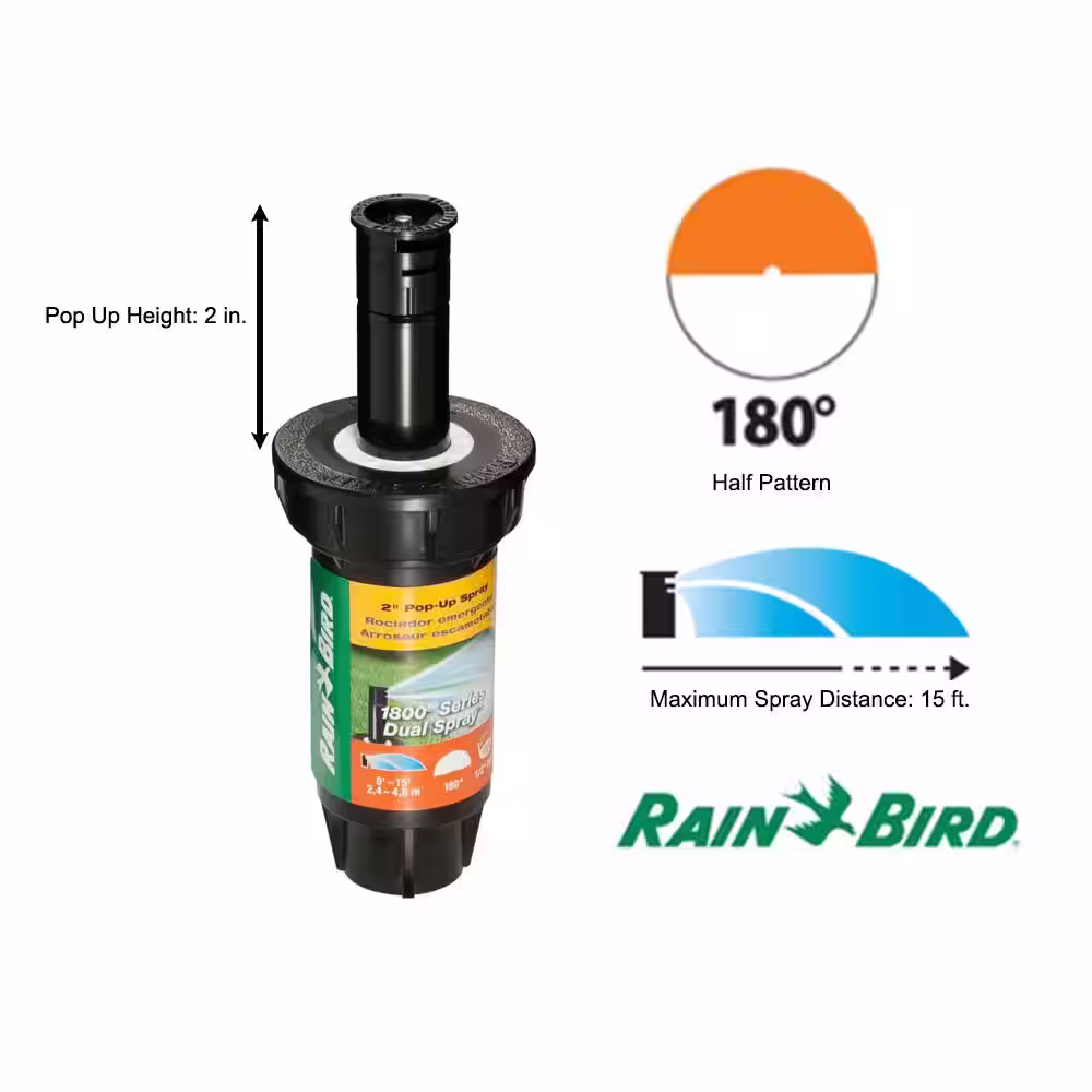 Rain Bird 1802 Dual Spray Half Pattern 2 in. Pop-Up Spray Head