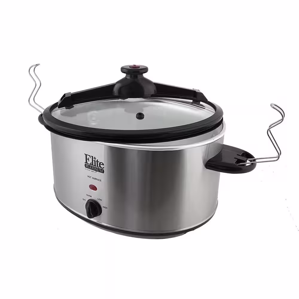 Elite Platinum Platinum 8.5 Qt. Stainless Steel Slow Cooker with Locking Lid