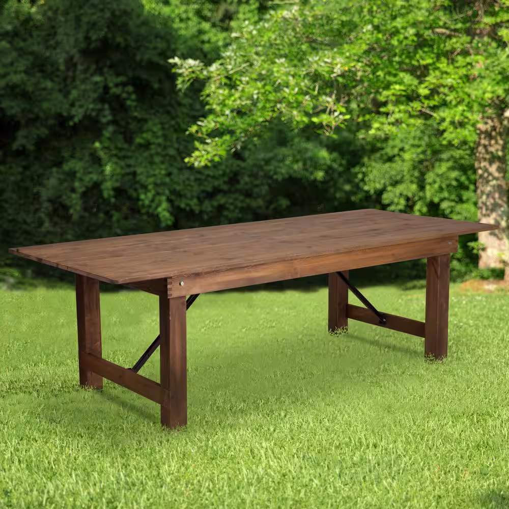 Carnegy Avenue Antique Rustic Wood 4-Leg Dining Table Seats 8