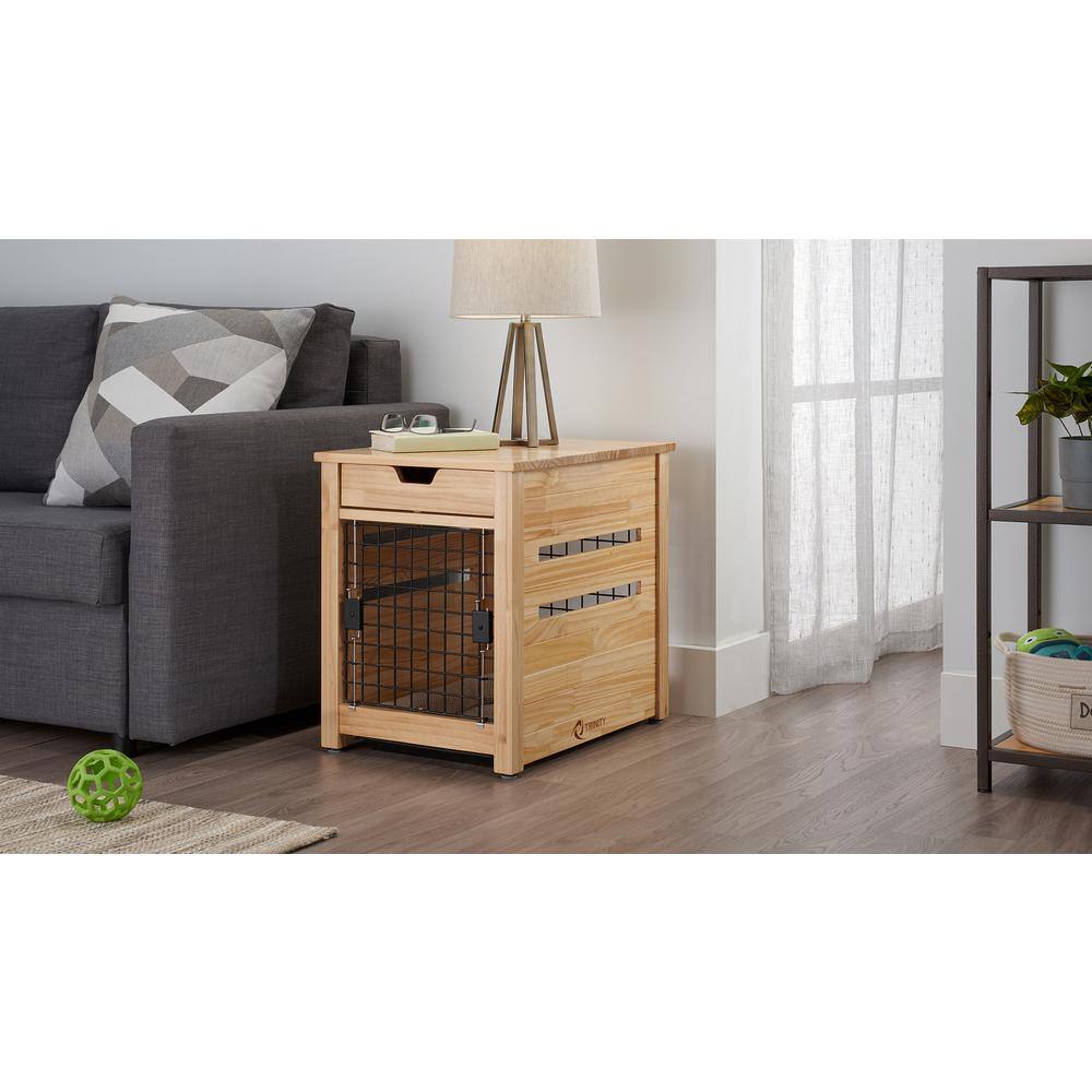 TRINITY 18 in. Pet Crate End Table w/Drawer - Natural