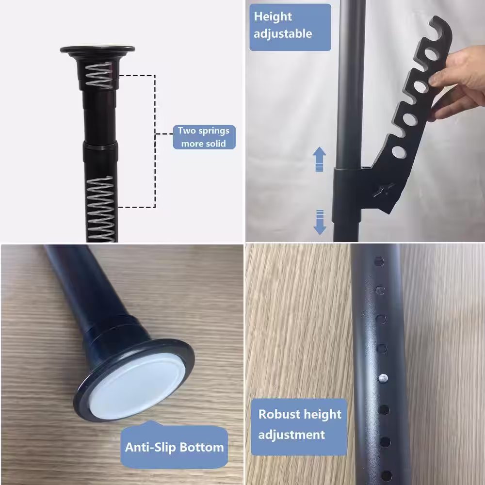 Tidoin 24 in. x 122 in. Black Metal Clothes Rack