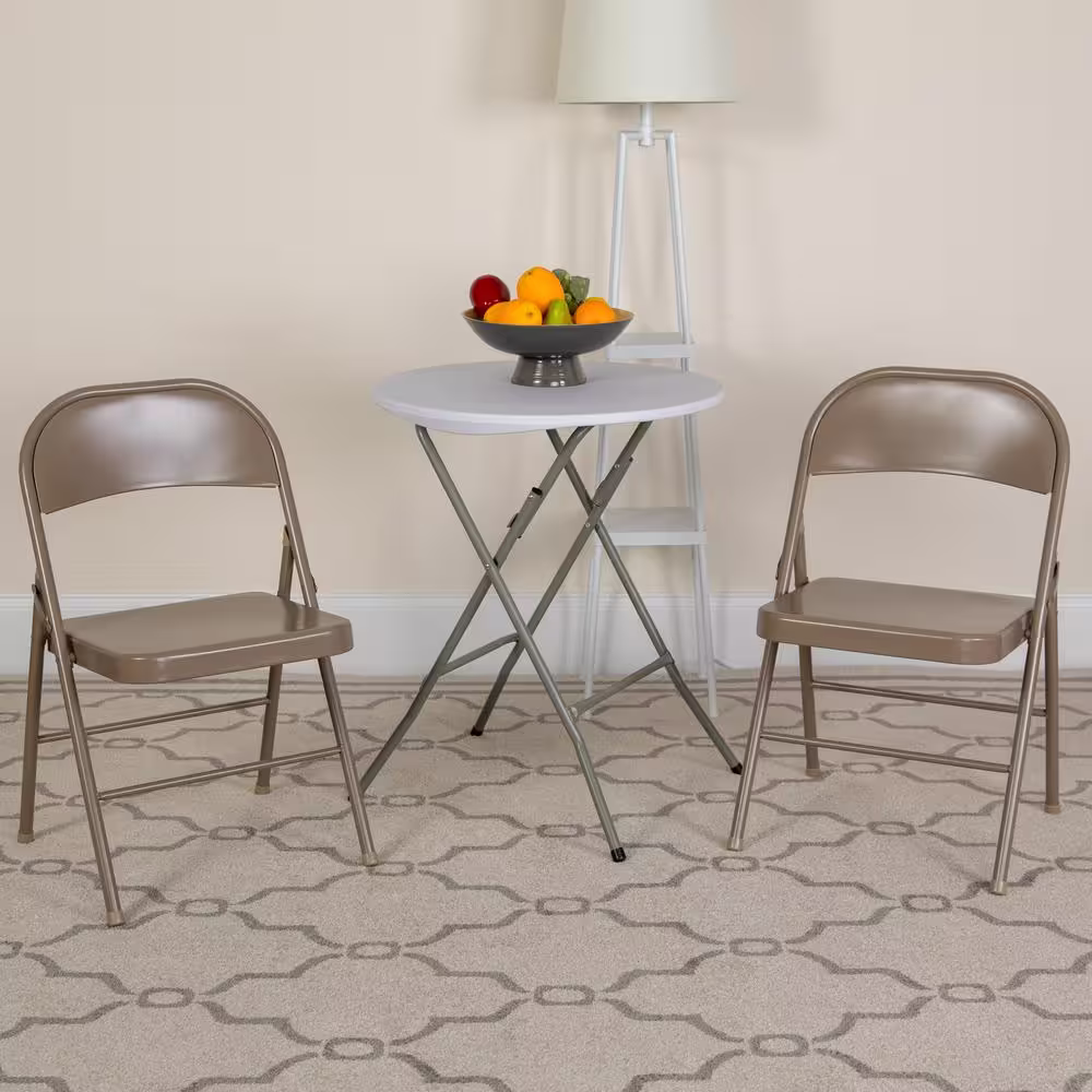Carnegy Avenue Beige Metal Folding Chair (2-Pack)